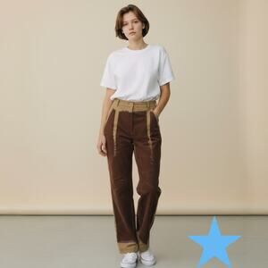 Alberta Ferretti Pre-Fall ‘21 Women Sz 4 Pants Trousers Wide Leg Brown Dip Dyed